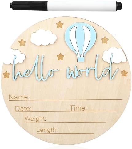Wooden Baby Welcome Sign with Hello World