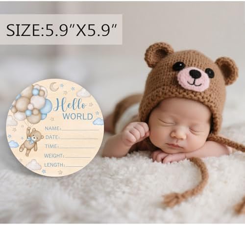 Andrain Double-Sided Wooden Baby Sign