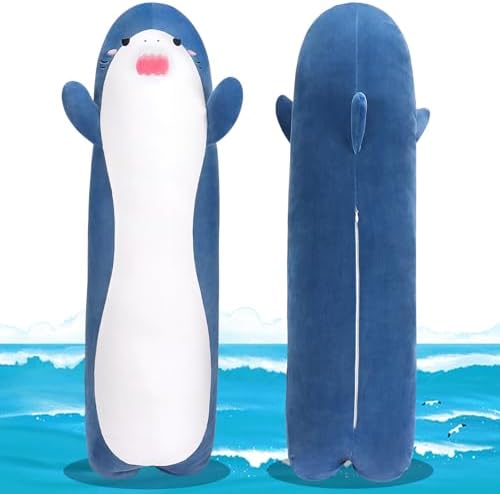 Cute Blue Shark Plush Pillow for Hugging