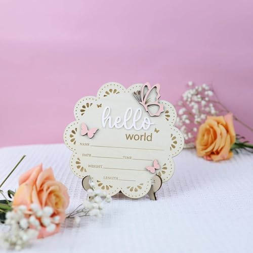 Wooden Baby Announcement Sign Butterfly 1
