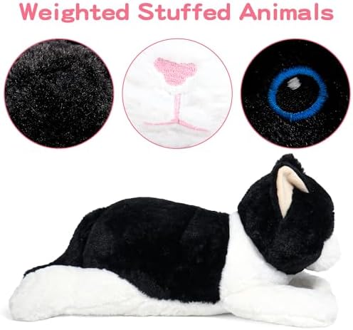 5lbs Black White Cat Weighted Plush Pillow
