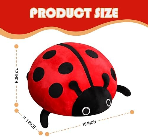 16 Inch Realistic Ladybug Plush Pillow