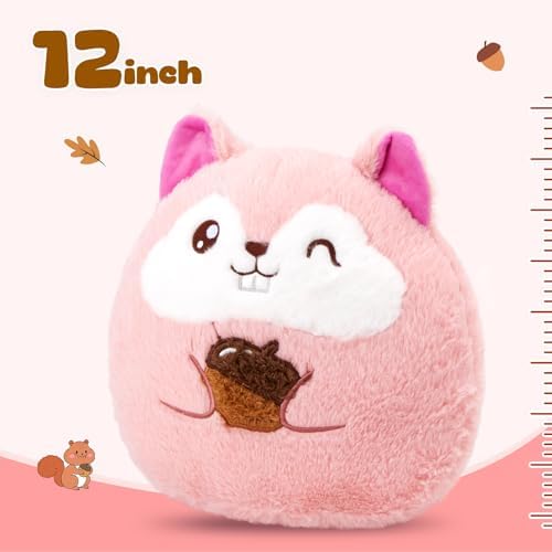WEWILL 12-Inch Pink Squirrel Plush Pillow