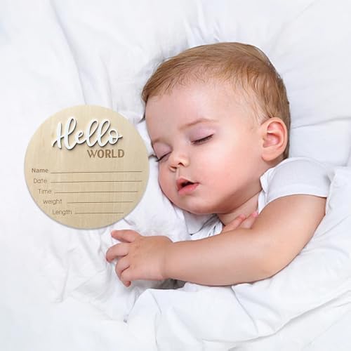 Baby Announcement Sign 59 Inch Wooden Hello World Newborn Welcome Sign