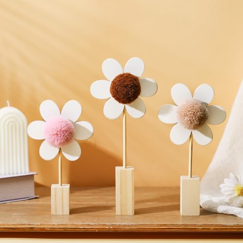 3 Pcs Wooden Daisy Wall Decor Set