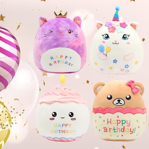 Easfan Birthday Princess Kitty Plush Pillow