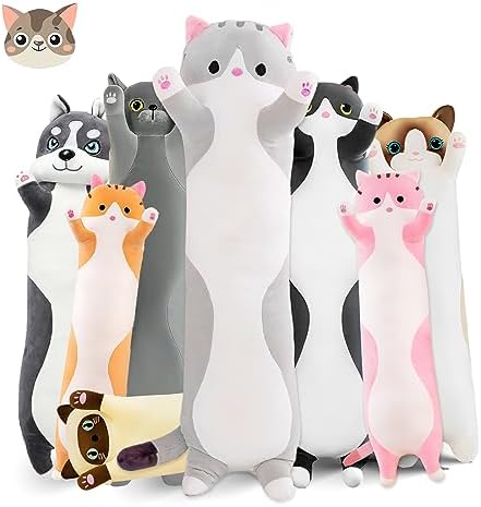 Long Cat Plush Pillow for Kids and Adults