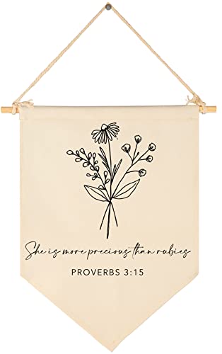 FYSIA Nursery Scripture Bible Verse Canvas Flag Banner Wall Decor