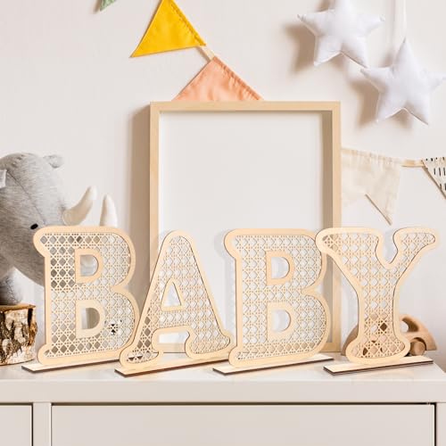 Wooden Rattan Baby Letters Marquee Decor