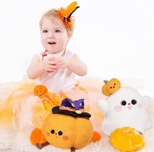 Halloween Pumpkin Ghost Throw Pillow