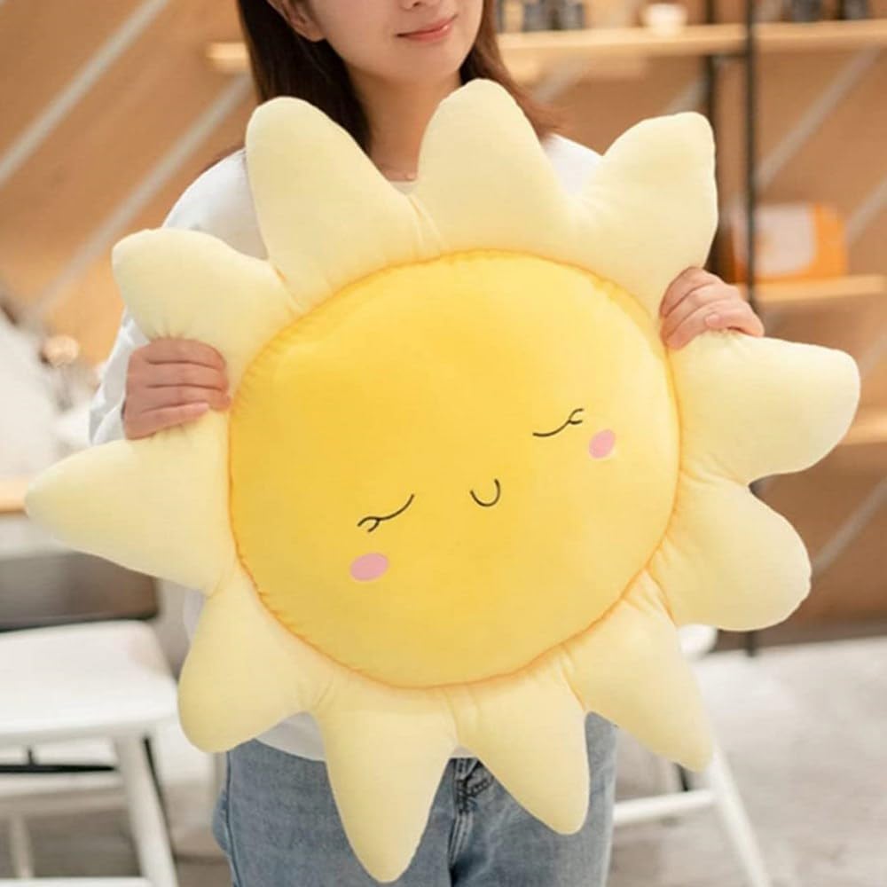 OUKEYI Soft Plush Sun Shape Pillow Yellow 177in