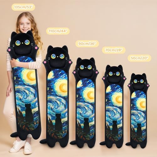 Black Starry Cat Plush Pillow Toy