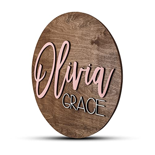 Custom Round Nursery Name Sign - Olivia Grace