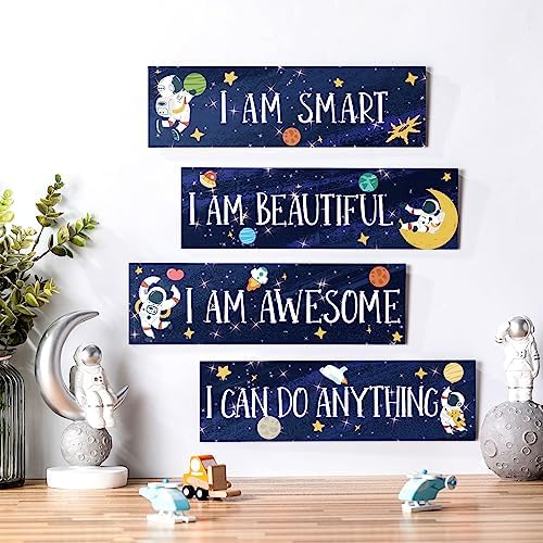 Yookeer 4 Pcs Space Wall Decor for Kids Bedroom