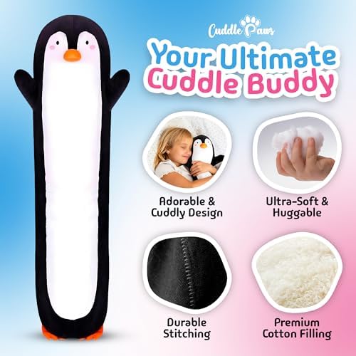 Cuddle Paws Stuffed Animal Penguin Pillow