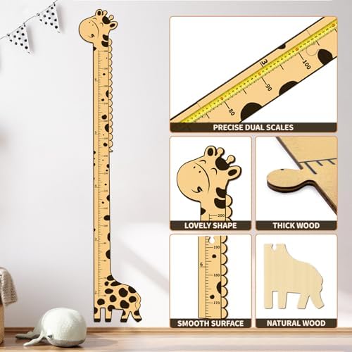 Wooden Growth Chart with Giraffe Design
