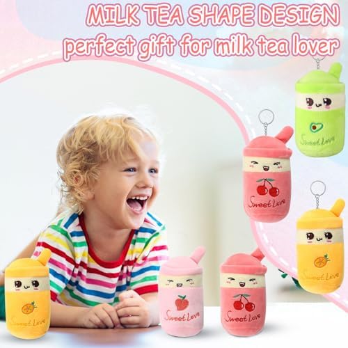 Jerify 16 Pcs Bubble Tea Plush Keychains