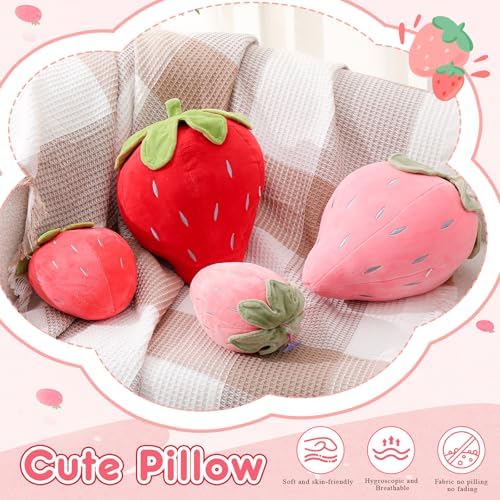 Juexica 2 Pcs Strawberry Plush Pillow
