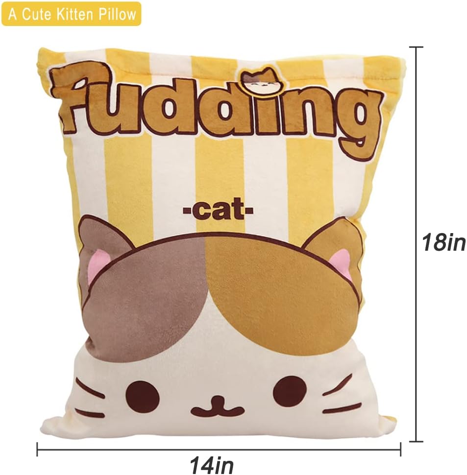 Cute Plush Pillow Throw with Kitten Stuffed Animal Toys
