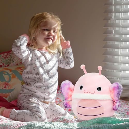 Easfan Pink Butterfly Plush Pillow for Kids