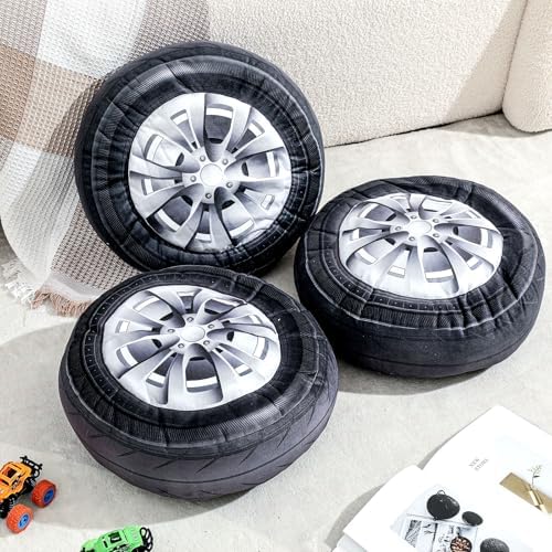 Meooeck 3D Wheel Plush Pillow for Boys