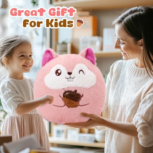 WEWILL 12-Inch Pink Squirrel Plush Pillow