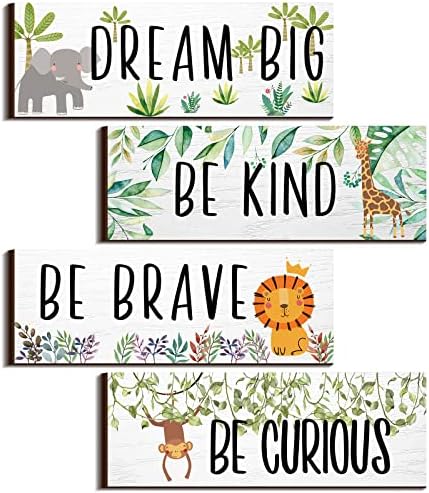 Yookeer 4 Piece Jungle Animal Wall Decor