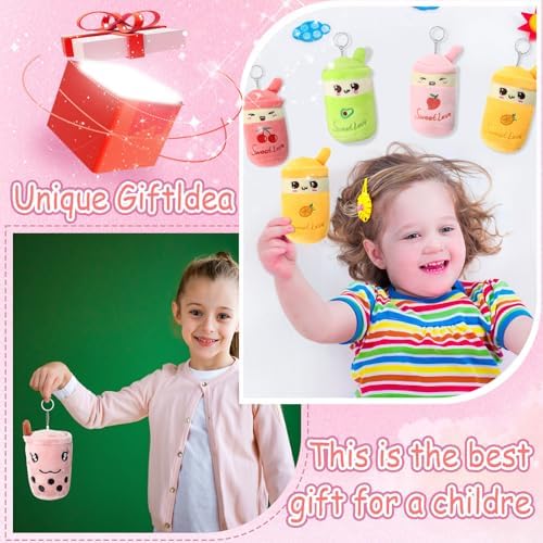 Jerify 16 Pcs Bubble Tea Plush Keychains