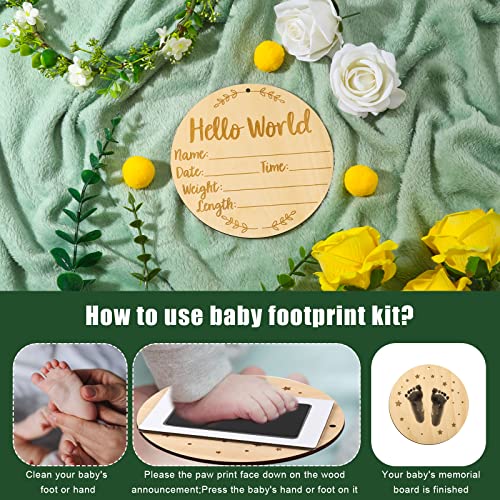 Baby Announcement Sign with Handprint and Footprint Space