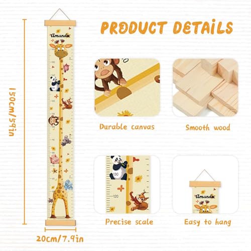 Woodemon Custom Name Growth Chart Wall