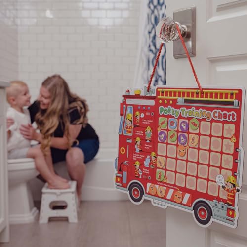Potty Training Chart with Fireman Stickers and Crown for Toddlers