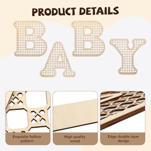 4 Pcs Rattan Wood Baby Letters