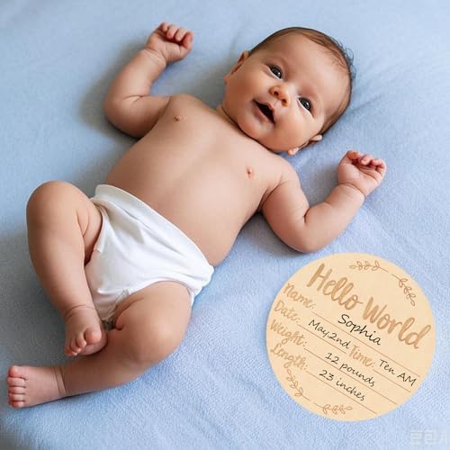 Wooden Baby Announcement Sign Double Sided