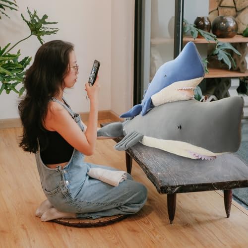 Whale Shark Plush Pillow Toy - 44 Inch Gray