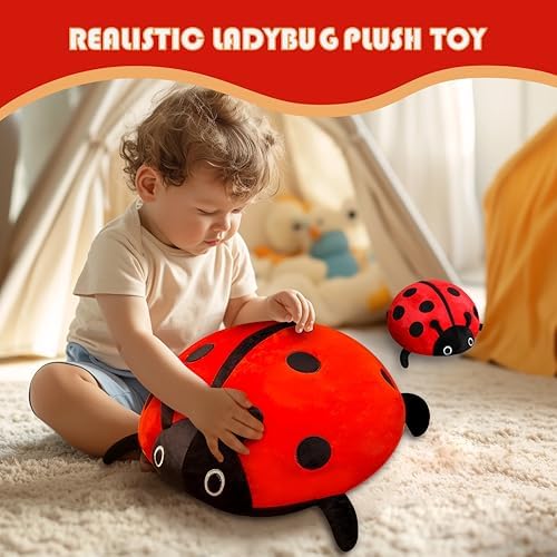 16 Inch Realistic Ladybug Plush Pillow