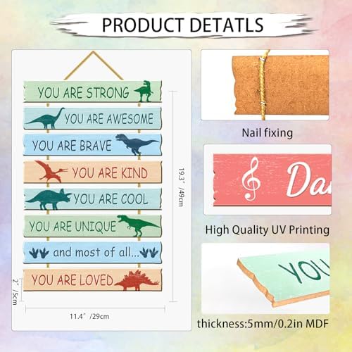 Dinosaur Room Decor Wall Plaque for Boys
