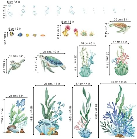 Wondever Ocean Seaweed Grass Wall Sticker Turtle Decal