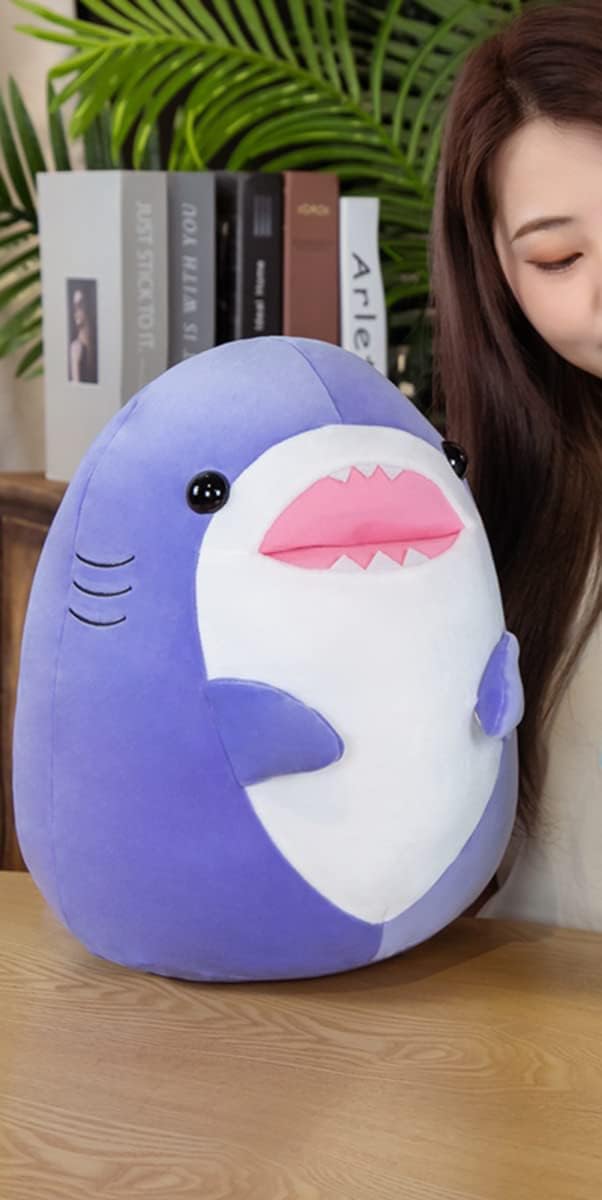 17 Inch Purple Shark Plush Hugging Pillow