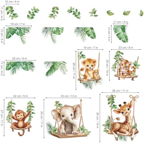 Wondever Jungle Animals Wall Stickers