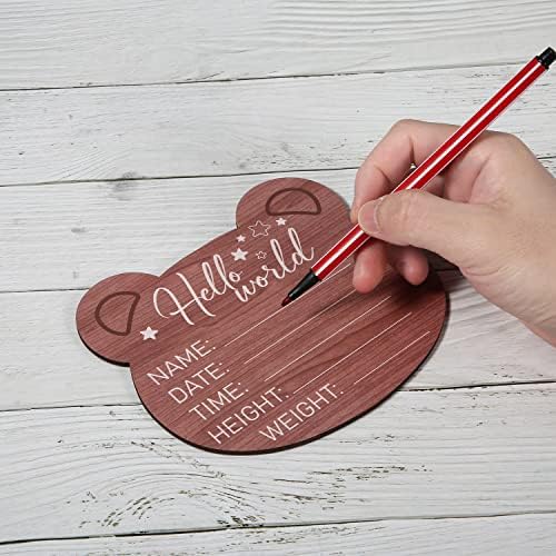 Wooden Baby Announcement Plaque With Bear Shape