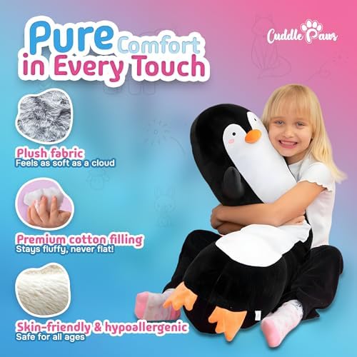 Cuddle Paws Stuffed Animal Penguin Pillow
