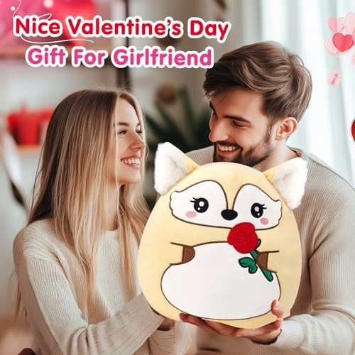 WEWILL 12 Inch Valentine Fox Plush Pillow