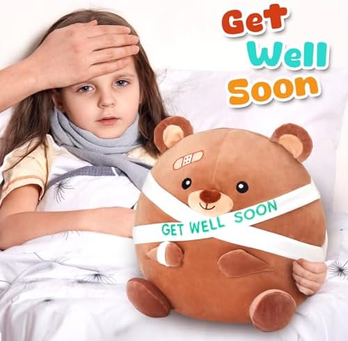 Get Well Soon Teddy Bear Plush Pillow