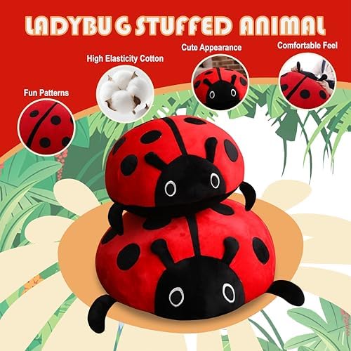 16 Inch Realistic Ladybug Plush Pillow