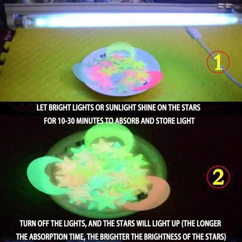 200 Pcs Glow in the Dark Stars and Moon Wall Stickers 1