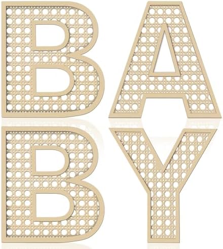 Baby Letters Wooden Rattan 8 Inch 4Pcs Wall Decor