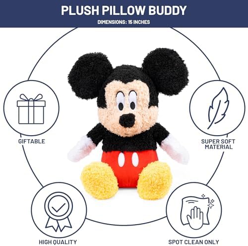 Jay Franco Disney Plush Pillow Buddy - Mickey Mouse 15 Inches Black