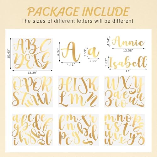 Boao 7 Letter Wall Decal Set Gold Alphabet Stickers