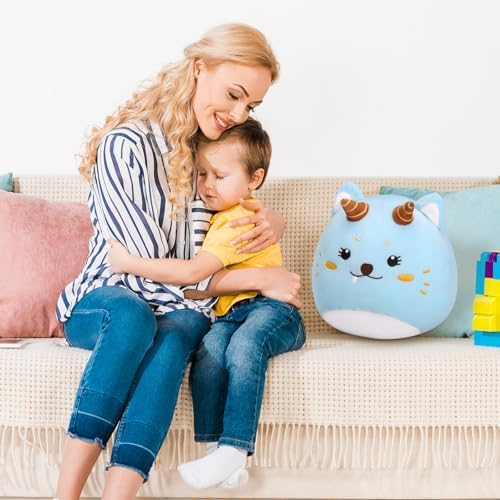 Kids Plush Pillow Blue Cat 10in