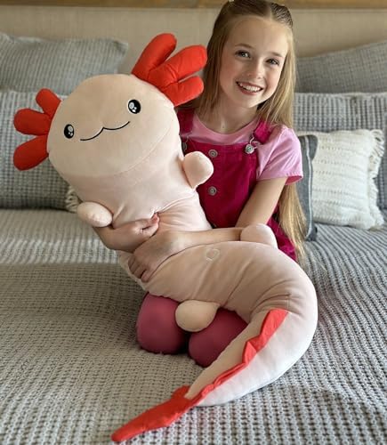 Large Axolotl Plush Body Pillow for Kids